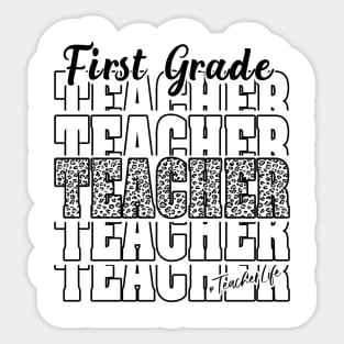 Funny First Grade Teacher School Matching Teaching Leopard Sticker